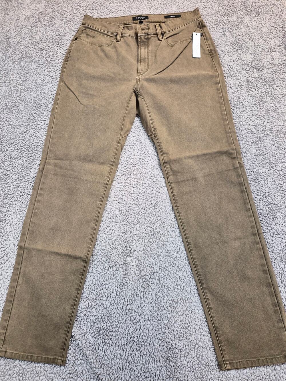 NWT Proof Men's Chinos 33x32 Khaki Tapered Fit Slight Damage (1258)